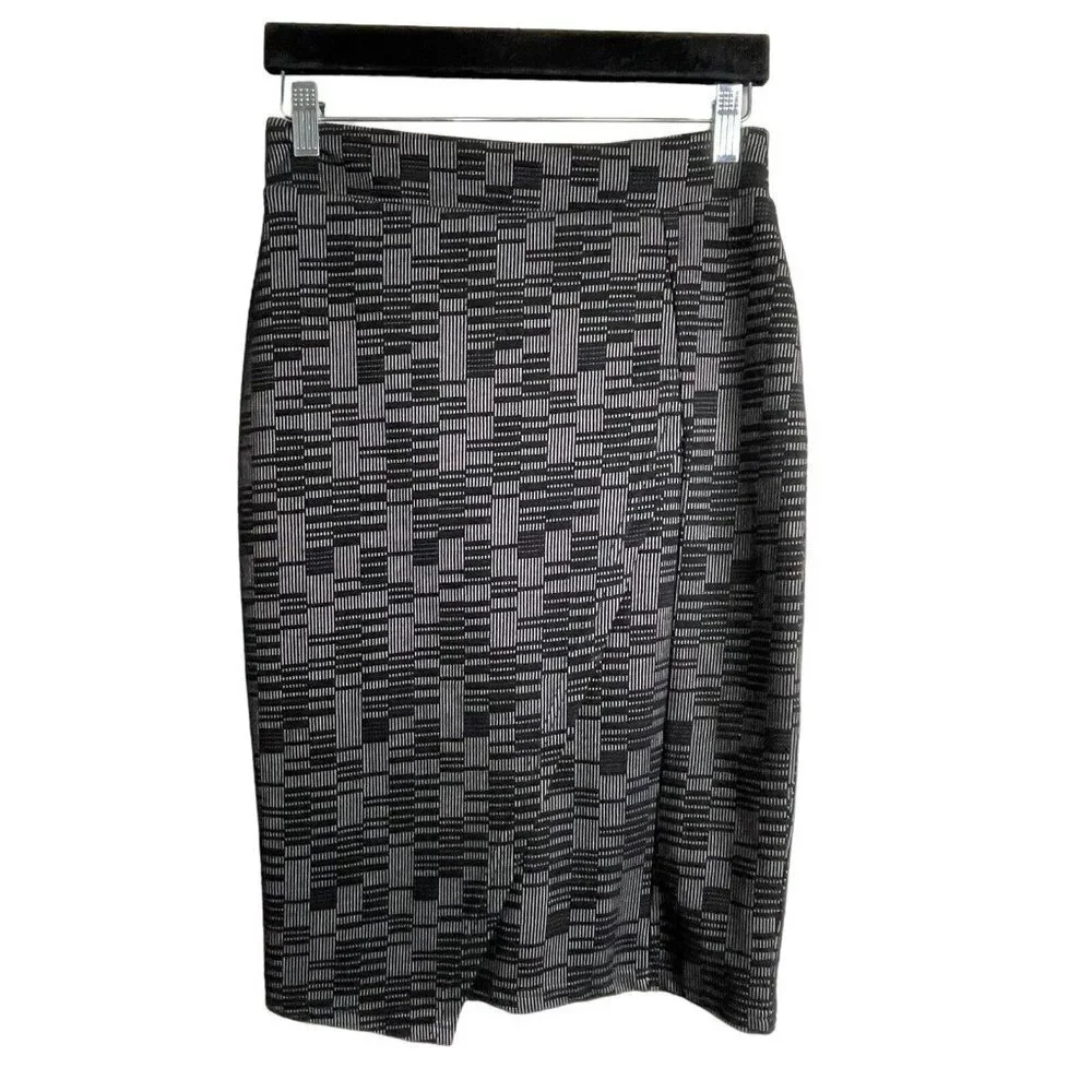 Maeve Anthropologie Bobbie Faux Wrap Pencil Skirt Black‎ Gray Size XS
